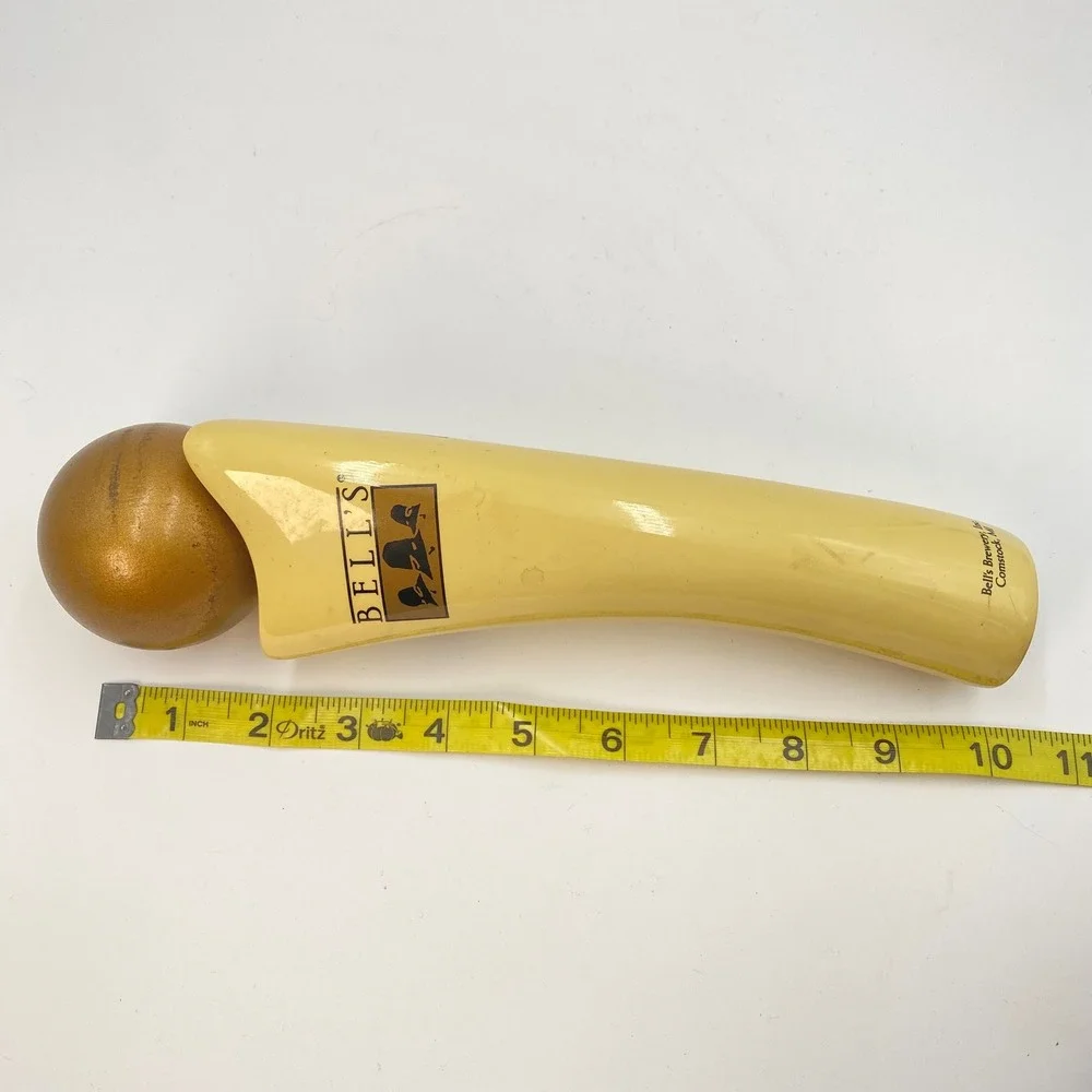 Bells Brewery‎ Beer Tap Handle Cream Gold Sphere Ceramic Comstock MI 10.5 Inch